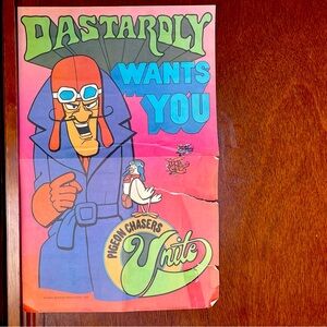 Dastardly Wants You Poster, Vintage, see pics for condition, Colorful, 1969